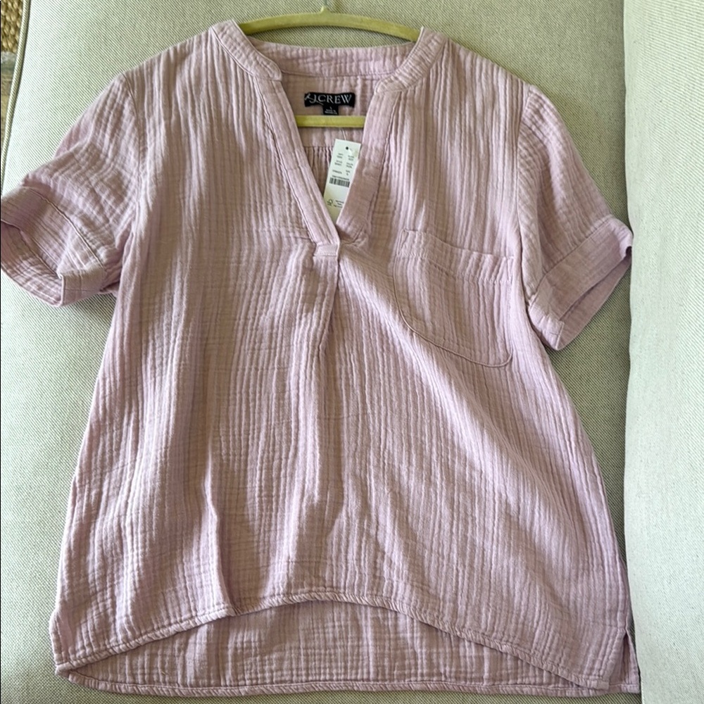 J. Crew Mauve Pink Gauze Short-Sleeve Blouse